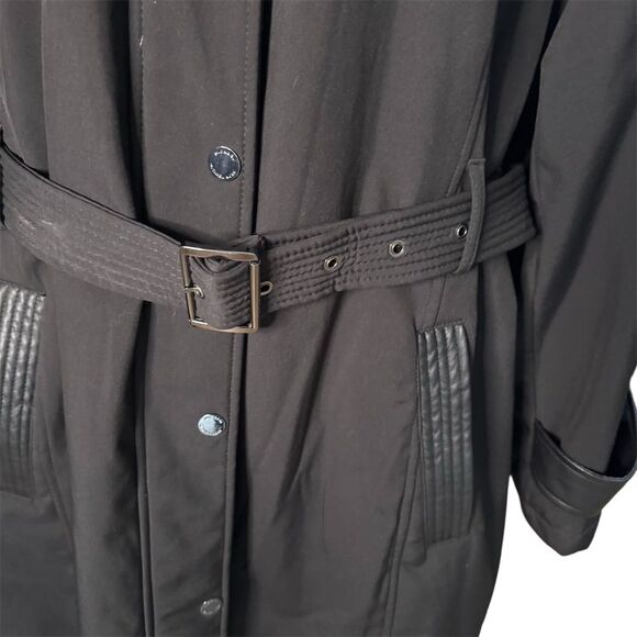 Michael Kors Black Hooded Trench Coat Women's Size 2X - Picture 6 of 14